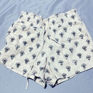 printed linen shorts